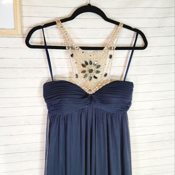 ADRIANNA PAPELL COLLECTION BEADED HALTER MAXI DRESS, SZ 10 - Picture 16 of 16